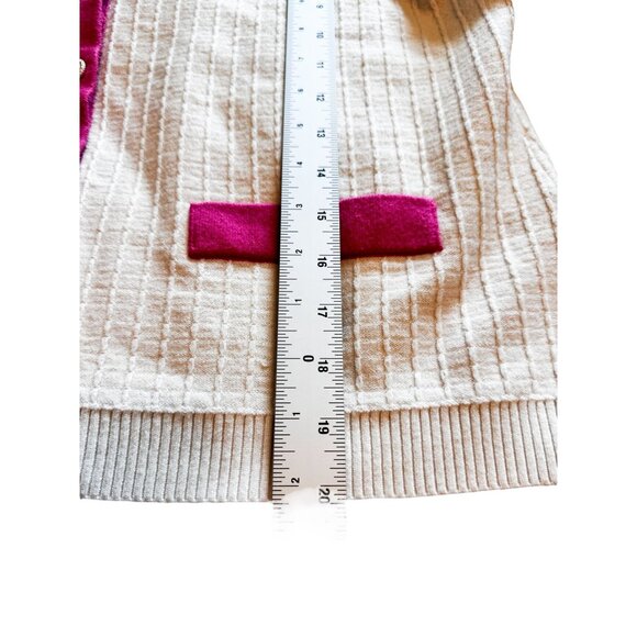 Adrianna Papell Ribbed Cardigan Sweater Women's L White Pink Trim Old Money - Picture 4 of 10